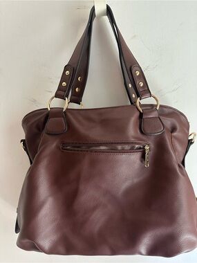 Qiyuer Brown Large Shoulder Bag Satchel Purse Gold Tone Hardware Multi Pocket